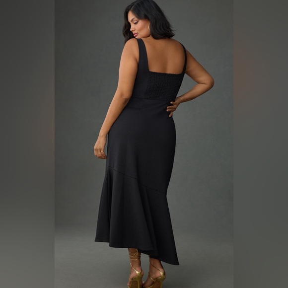 Anthropologie The Ariana Square-Neck Asymmetrical Ruffle-Hem Dress Medium - Picture 2 of 6